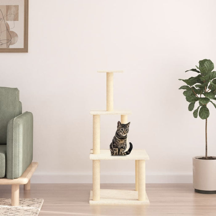 Ansamblu de pisici cu stâlpi din funie de sisal, crem, 111 cm WALTI