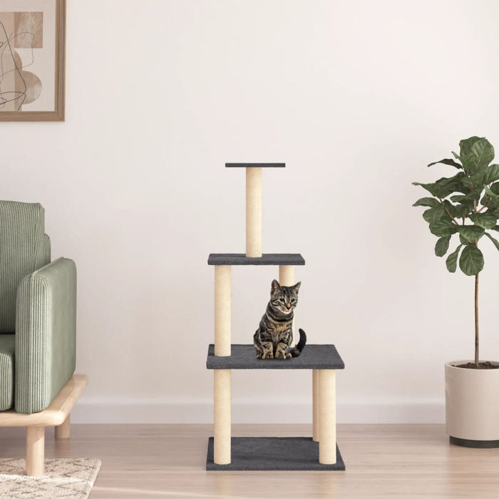 Ansamblu pisici, stâlpi din funie sisal, gri închis, 111 cm WALTI