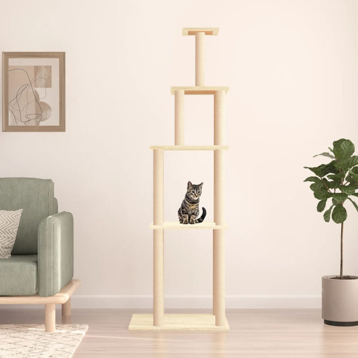 Ansamblu de pisici cu stâlpi din funie de sisal, crem, 183 cm - WALTI WALTI