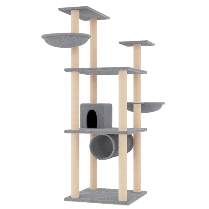 Ansamblu pisici cu stâlpi din funie sisal, gri deschis, 141 cm - WALTI WALTI