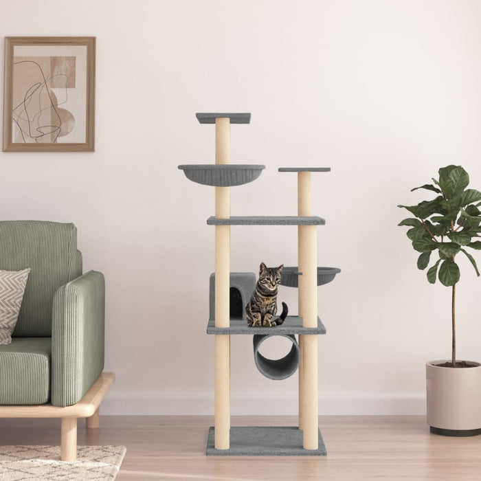 Ansamblu pisici cu stâlpi din funie sisal, gri deschis, 141 cm - WALTI WALTI