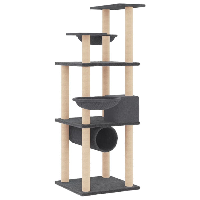 Ansamblu pisici cu stâlpi din funie sisal, gri închis, 141 cm - WALTI WALTI