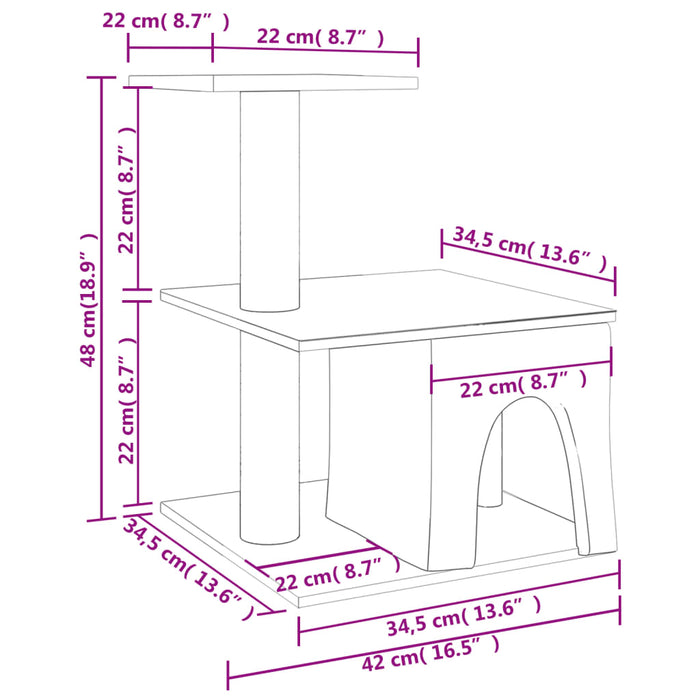 Ansamblu pisici cu stâlpi din funie sisal, gri închis, 48 cm - WALTI WALTI