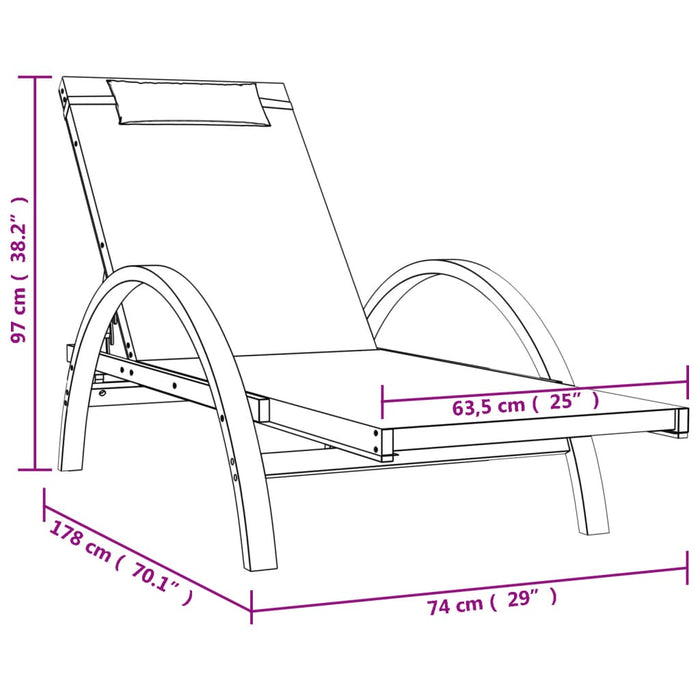 Șezlong cu pernă, gri, textilenă și lemn masiv de plop - WALTI WALTI