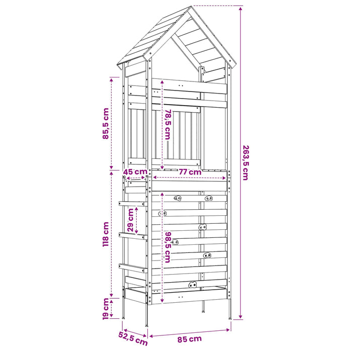 Turn de joacă în aer liber natural Lemn de Pin Solid Impregnat WALTI