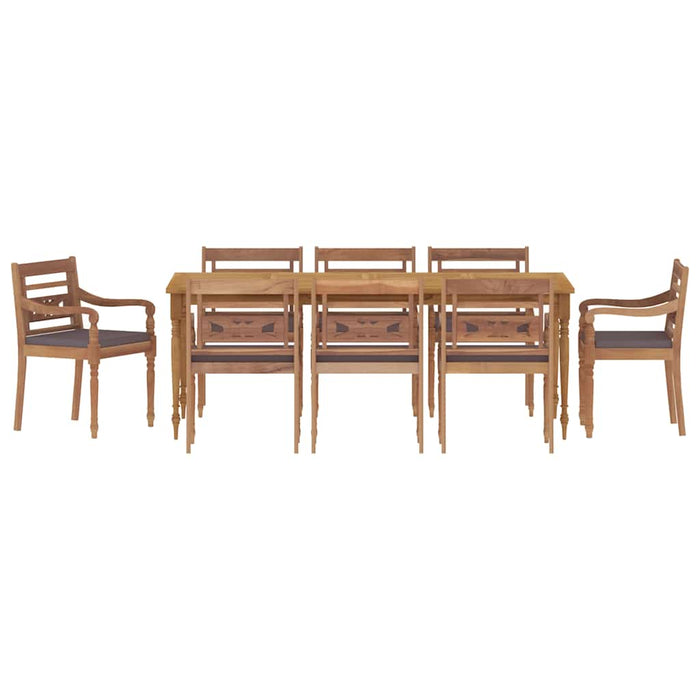 Set mobilier grădină cu perne gri închis 9 piese lemn masiv tec WALTI