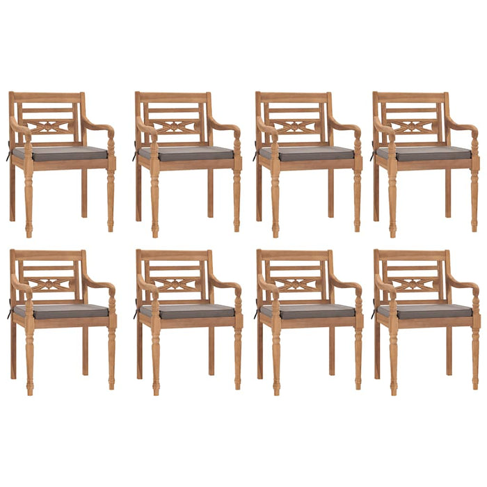 Set mobilier grădină cu perne gri închis 9 piese lemn masiv tec WALTI