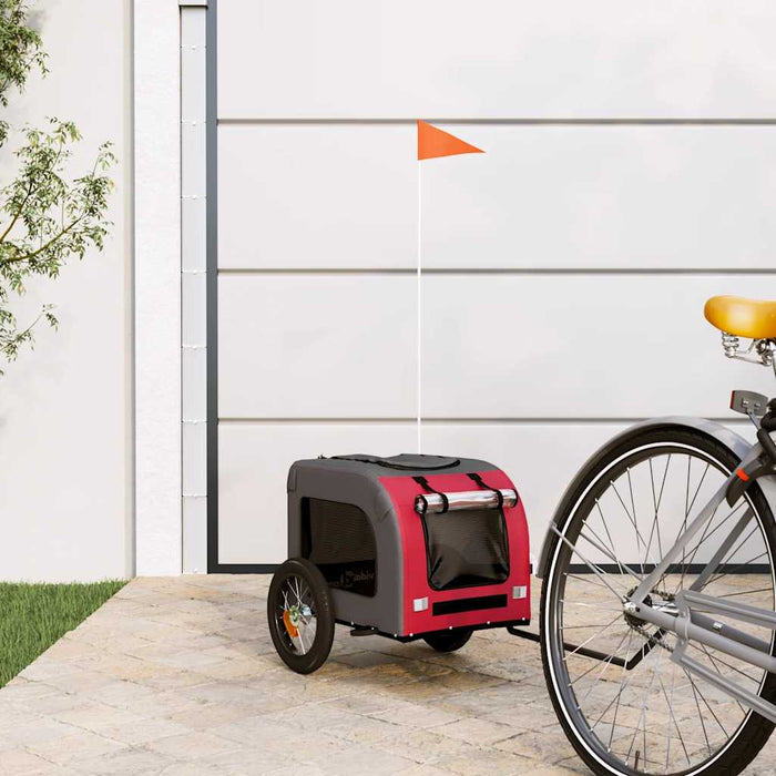 Remorcă bicicletă animale companie, roșu/gri textil oxford/fier WALTI
