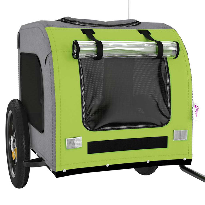 Remorcă bicicletă animale companie verde/gri textil oxford/fier WALTI
