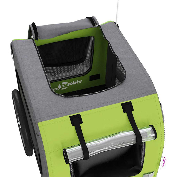 Remorcă bicicletă animale companie verde/gri textil oxford/fier WALTI