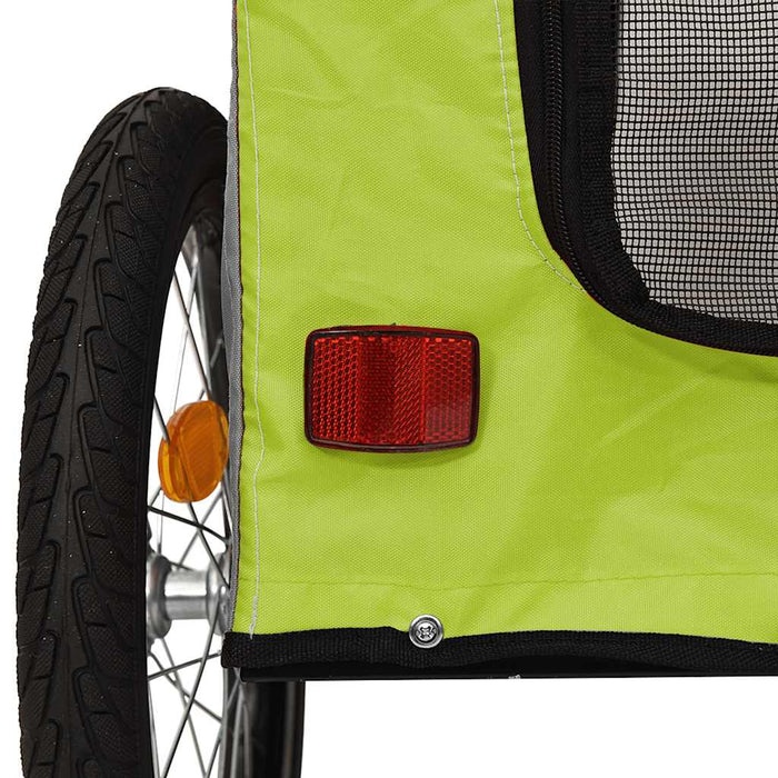 Remorcă bicicletă animale companie verde/gri textil oxford/fier WALTI