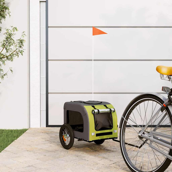 Remorcă bicicletă animale companie verde/gri textil oxford/fier WALTI