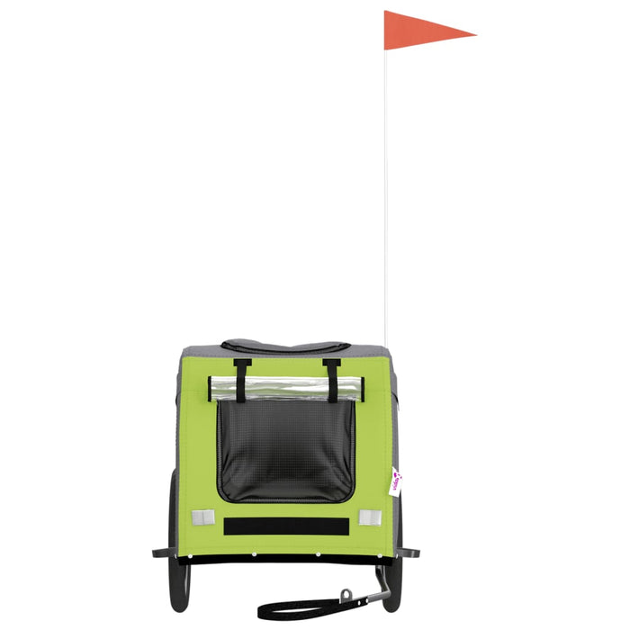 Remorcă de bicicletă pentru câini verde&gri, textil oxford&fier - WALTI WALTI