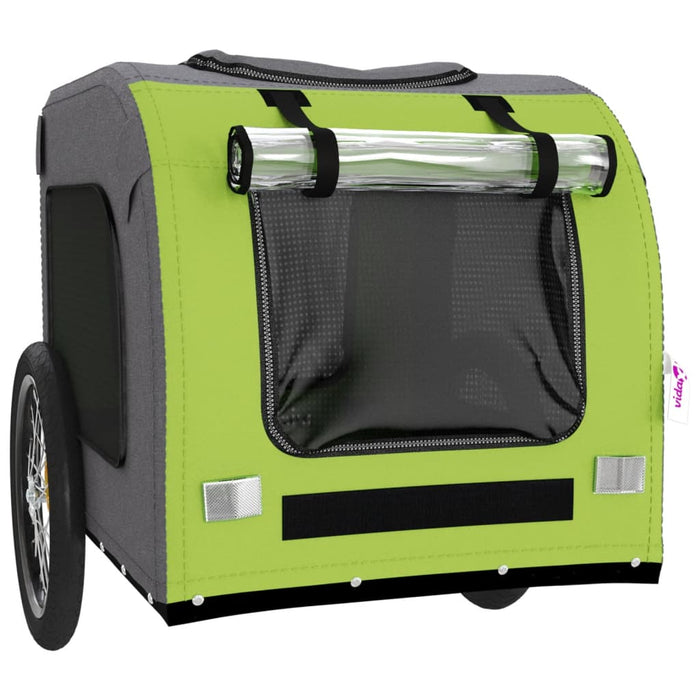 Remorcă de bicicletă pentru câini verde&gri, textil oxford&fier - WALTI WALTI