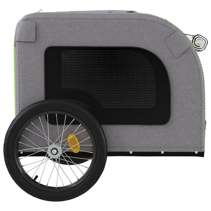 Remorcă de bicicletă pentru câini verde&gri, textil oxford&fier - WALTI WALTI