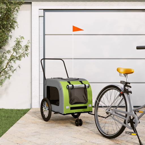 Remorcă bicicletă animale companie verde/gri textil oxford/fier - WALTI WALTI