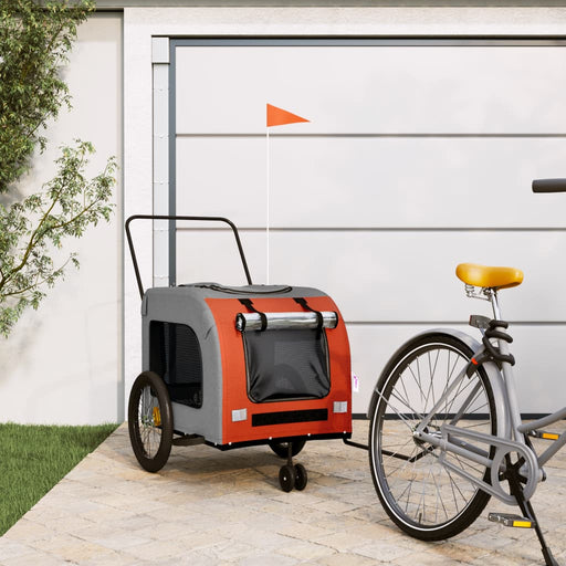 Remorcă de bicicletă animale portocaliu/gri, textil oxford/fier - WALTI WALTI