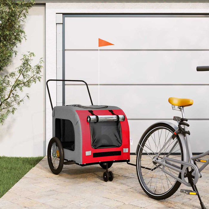 Remorcă bicicletă animale companie, roșu/gri textil oxford/fier - WALTI WALTI