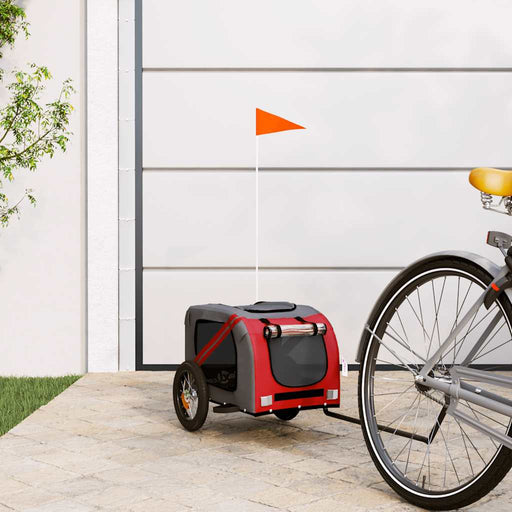 Remorcă bicicletă animale companie, roșu/gri textil oxford/fier - WALTI WALTI
