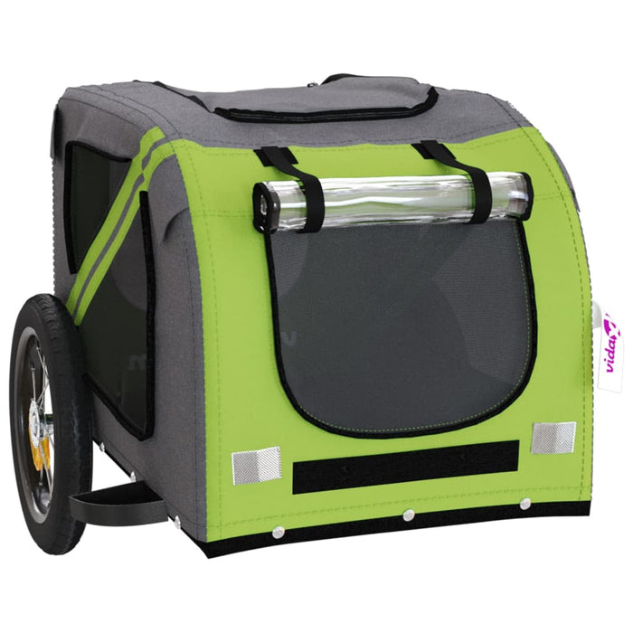 Remorcă bicicletă animale companie verde/gri textil oxford/fier WALTI