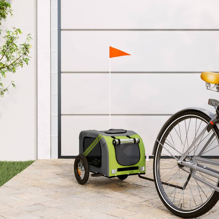 Remorcă bicicletă animale companie verde/gri textil oxford/fier WALTI