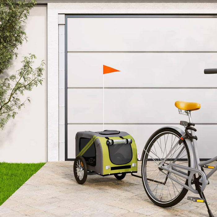 Remorcă bicicletă animale companie verde/gri textil oxford/fier - WALTI WALTI