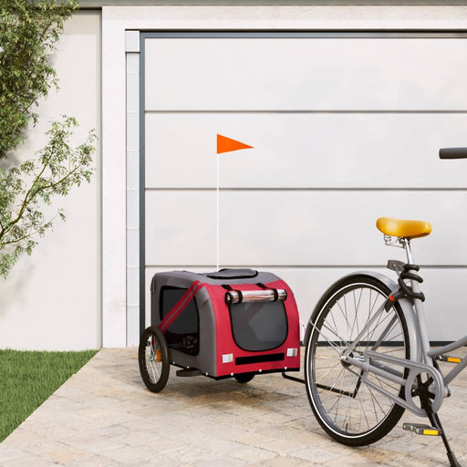 Remorcă bicicletă animale companie, roșu/gri textil oxford/fier - WALTI WALTI