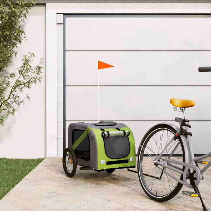 Remorcă bicicletă animale companie verde/gri textil oxford/fier - WALTI WALTI