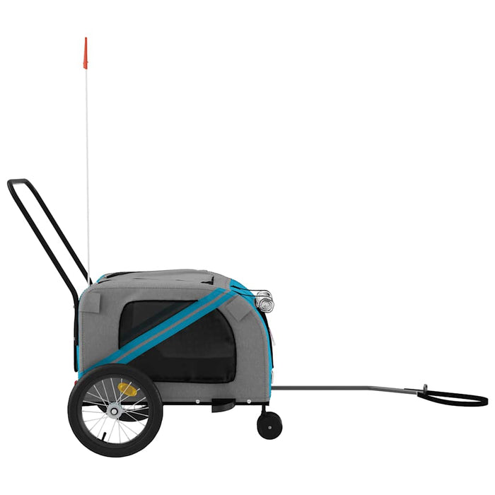 Remorcă bicicletă pentru animale de companie, albastră și gri, material Oxford și fier WALTI