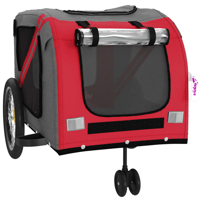 Remorcă bicicletă animale companie, roșu/gri textil oxford/fier - WALTI WALTI