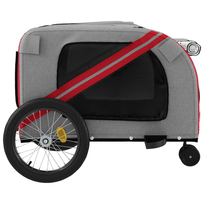 Remorcă bicicletă animale companie, roșu/gri textil oxford/fier - WALTI WALTI