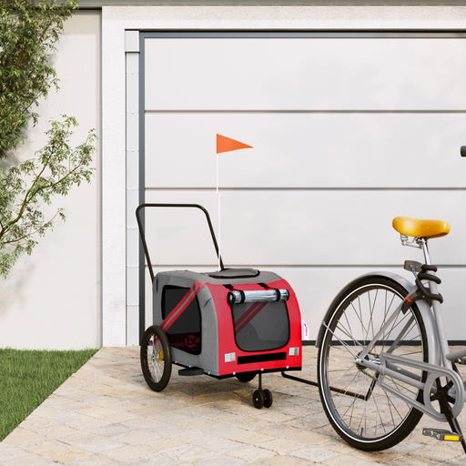 Remorcă bicicletă animale companie, roșu/gri textil oxford/fier - WALTI WALTI