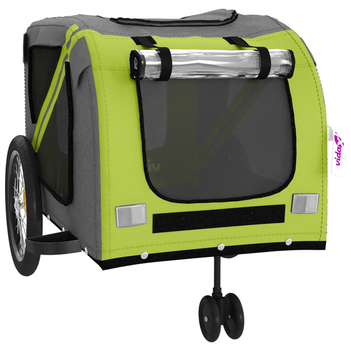 Remorcă bicicletă animale companie verde/gri textil oxford/fier - WALTI WALTI