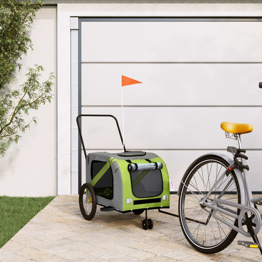 Remorcă bicicletă animale companie verde/gri textil oxford/fier - WALTI WALTI