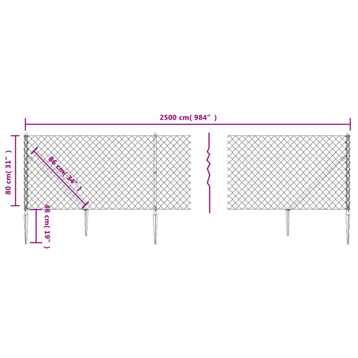 Gard plasă de sârmă cu țăruși de fixare, verde, 0,8x25 m - WALTI WALTI
