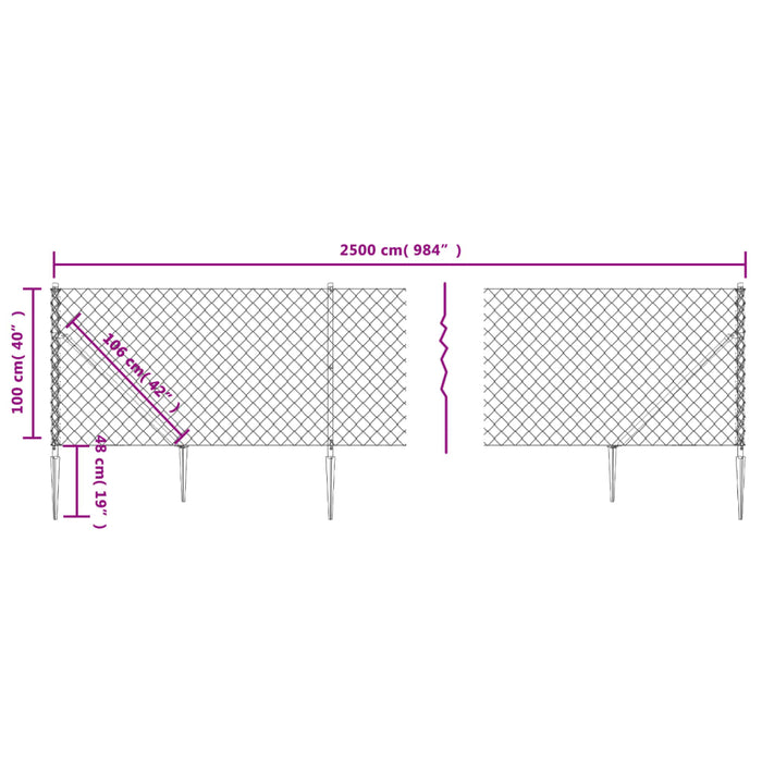 Gard plasă de sârmă cu țăruși de fixare, verde, 1x25 m WALTI