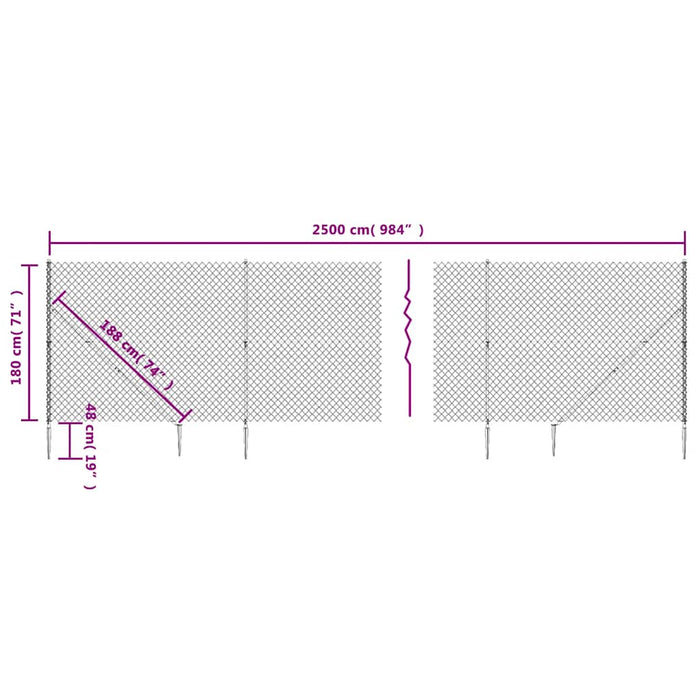 Gard plasă de sârmă cu țăruși de fixare, verde, 1,8x25 m - WALTI WALTI