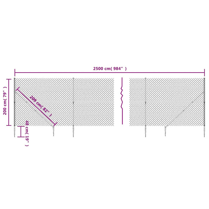 Gard plasă de sârmă cu țăruși de fixare, verde, 2x25 m - WALTI WALTI
