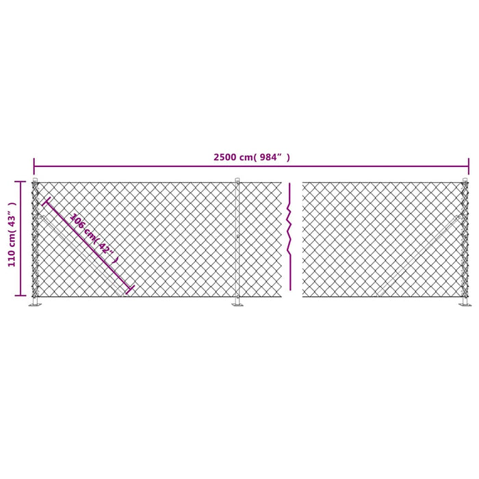 Gard plasă de sârmă cu bordură, verde, 1,1x25 m - WALTI WALTI