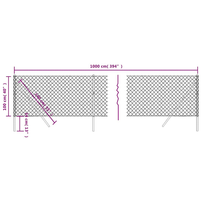 Gard plasă de sârmă, antracit, 1x10 m WALTI