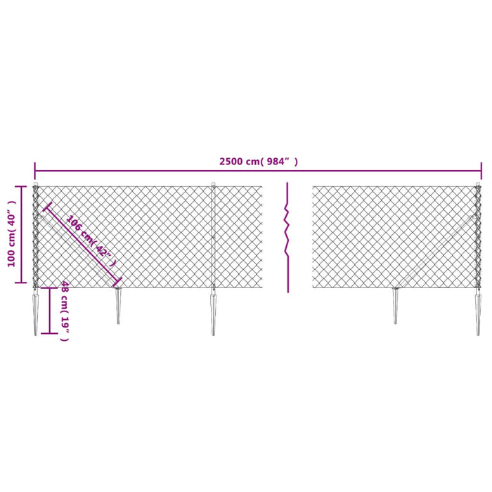 Gard plasă de sârmă cu țăruși de fixare, antracit 1x25 m - WALTI WALTI
