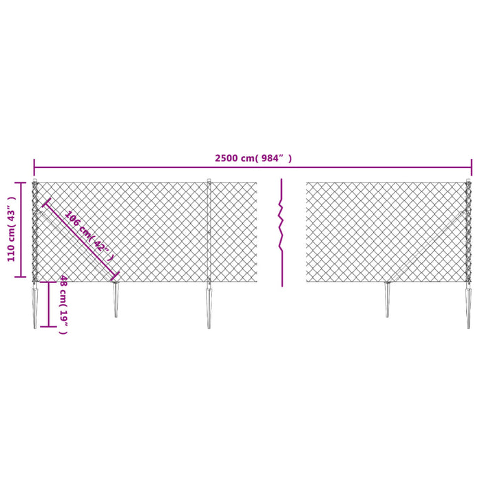 Gard plasă de sârmă cu țăruși de fixare, antracit, 1,1x25 m - WALTI WALTI