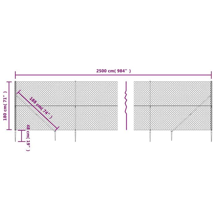 Gard plasă de sârmă cu țăruși de fixare, antracit, 1,8x25 m WALTI