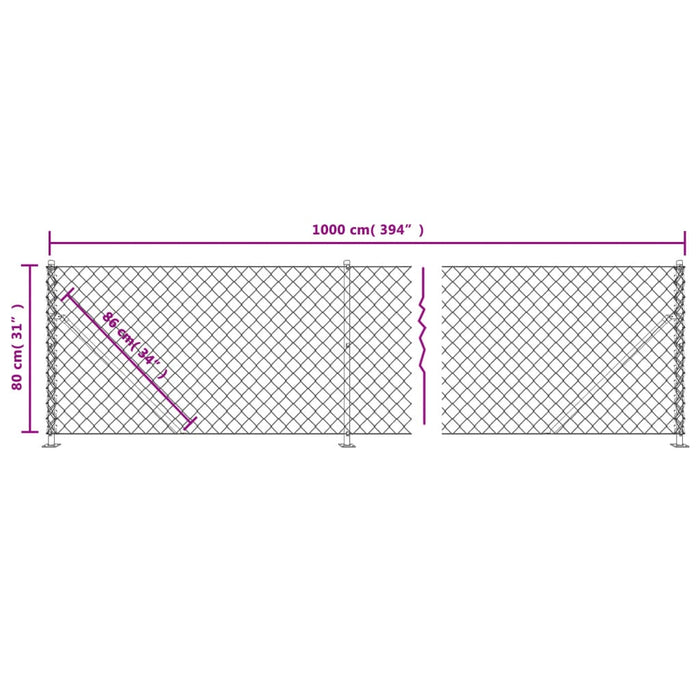 Gard plasă de sârmă cu bordură, antracit, 0,8x10 m WALTI