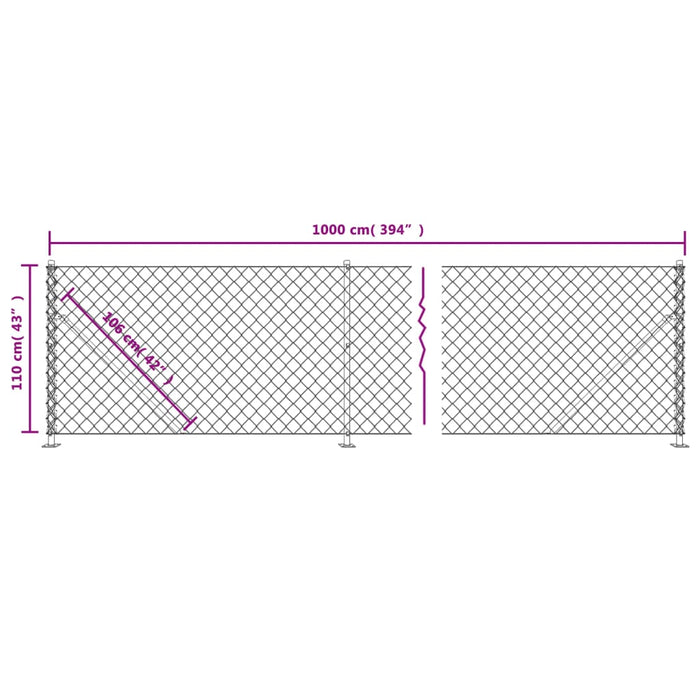 Gard plasă de sârmă cu bordură, antracit, 1,1x10 m WALTI