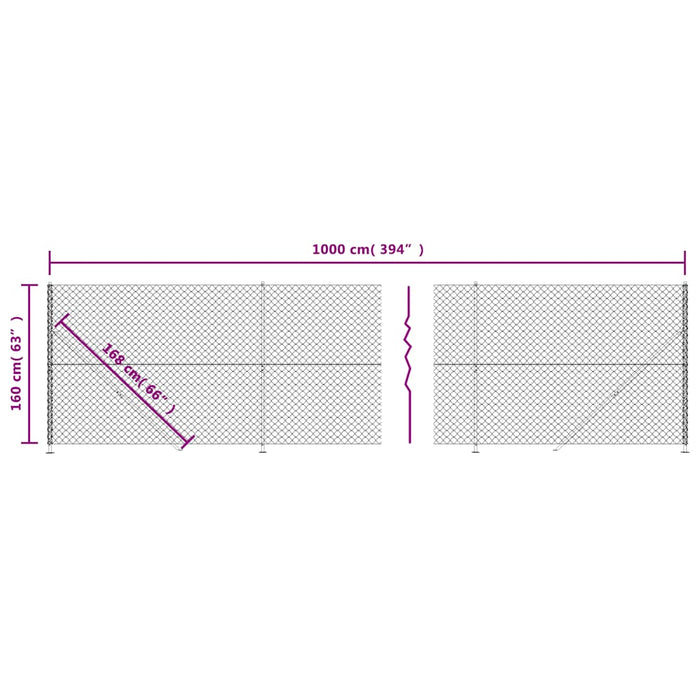 Gard plasă de sârmă cu bordură, antracit, 1,6x10 m WALTI