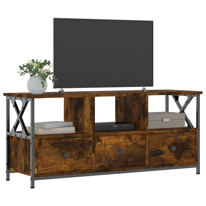 Comodă TV, stejar afumat, 102x33x45 cm, lemn prelucrat & fier WALTI