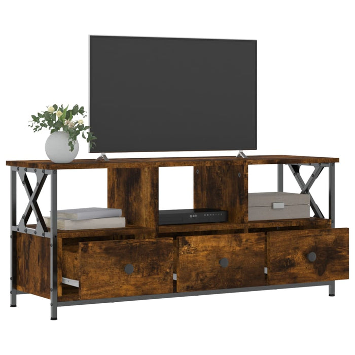 Comodă TV, stejar afumat, 102x33x45 cm, lemn prelucrat & fier WALTI