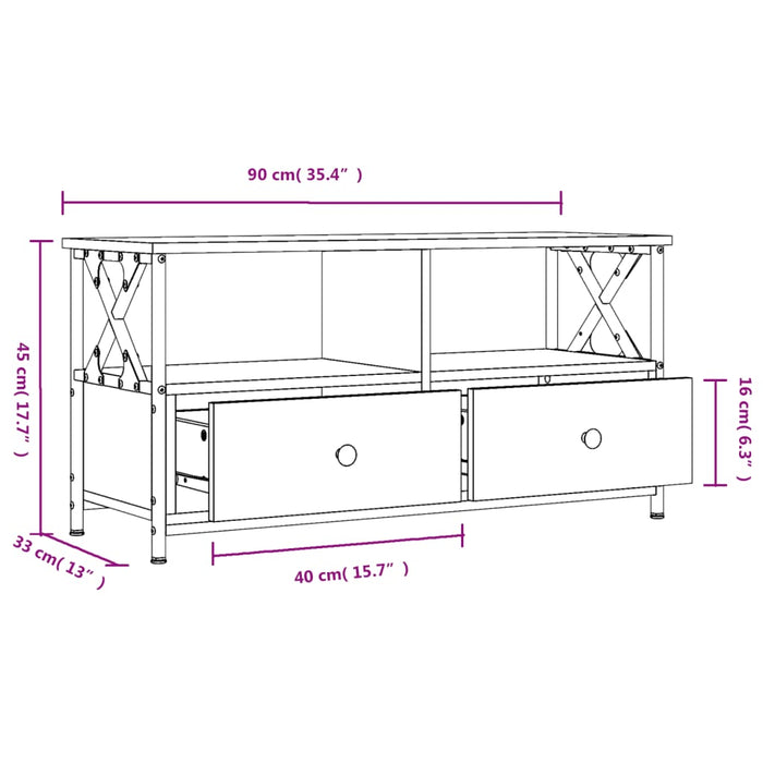 Comodă TV, stejar sonoma, 90x33x45 cm, lemn prelucrat & fier - WALTI WALTI