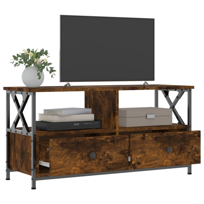 Comodă TV, stejar afumat, 90x33x45 cm, lemn prelucrat & fier - WALTI WALTI